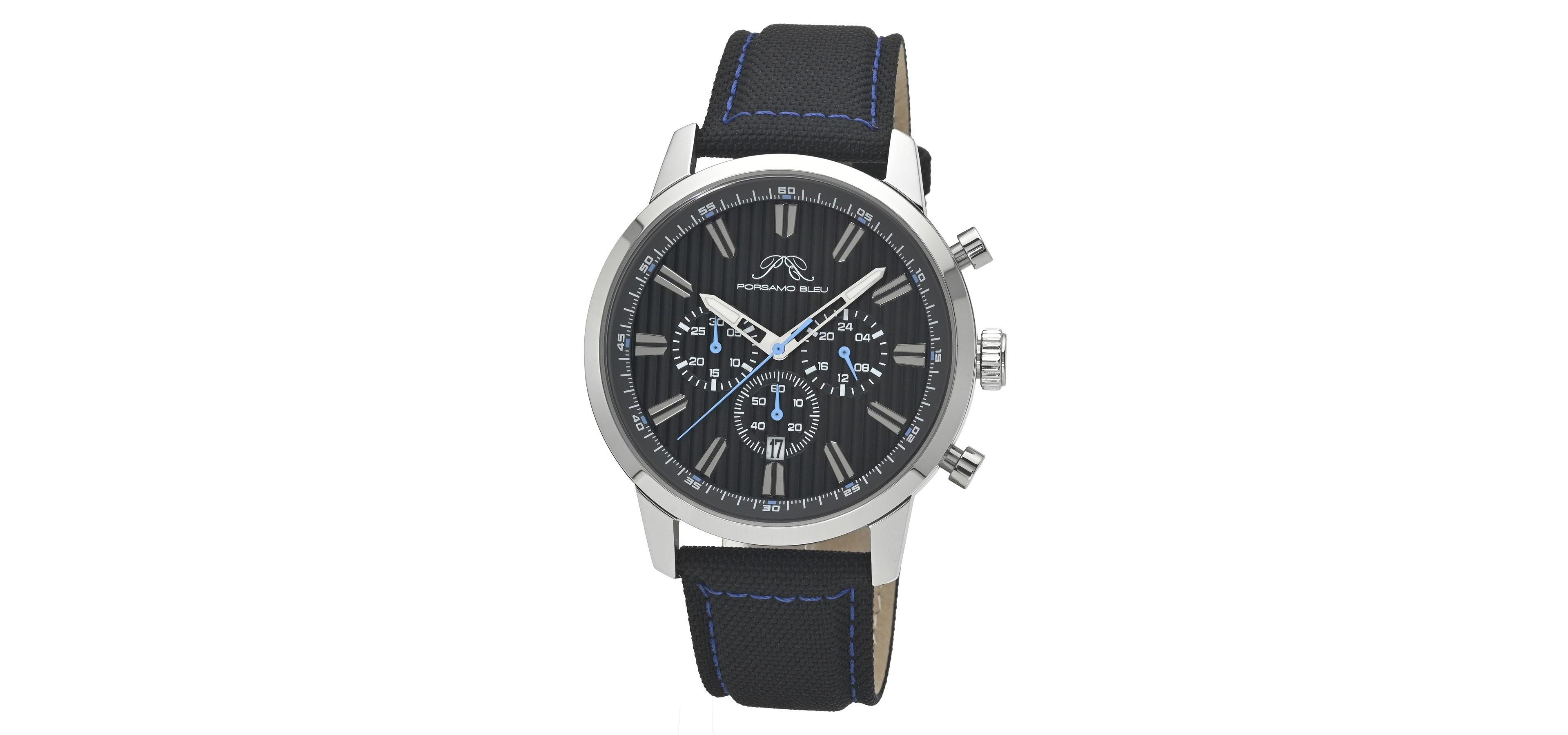 Porsamo Bleu Men's Ryder Chronograph Canvas Band Watch, 44 mm