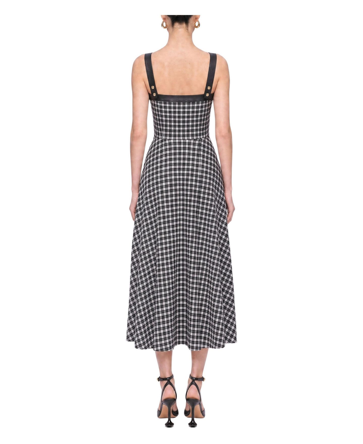 Женское платье NOCTURNE Square Neck Checked Midi, цвет: Тёмно-синий — фото 3