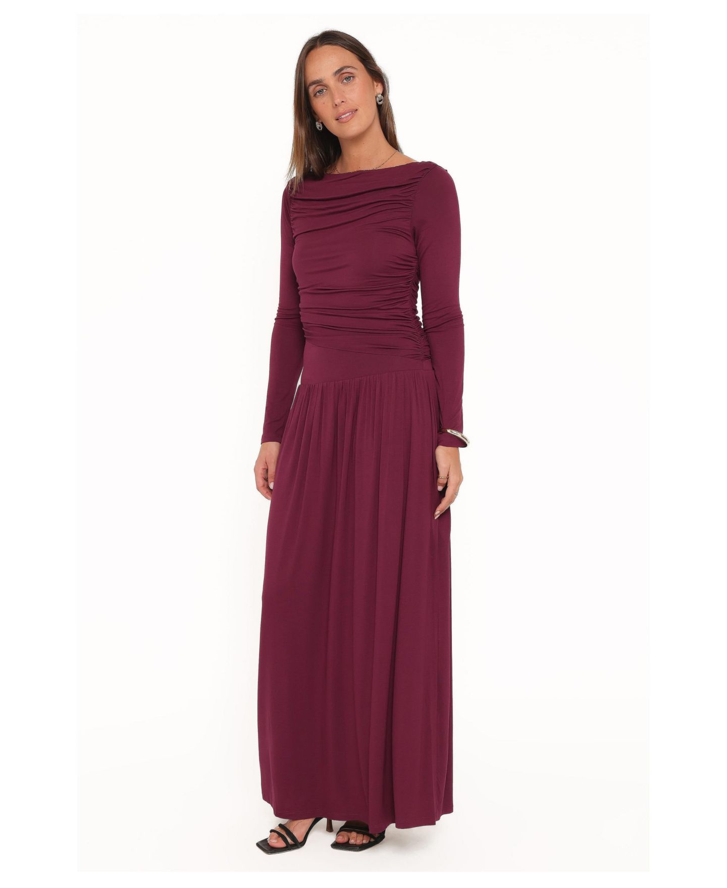 Женское платье Petal and Pup Shirley Boat-Neck Long-Sleeve Maxi, цвет: Бордовый — фото 2