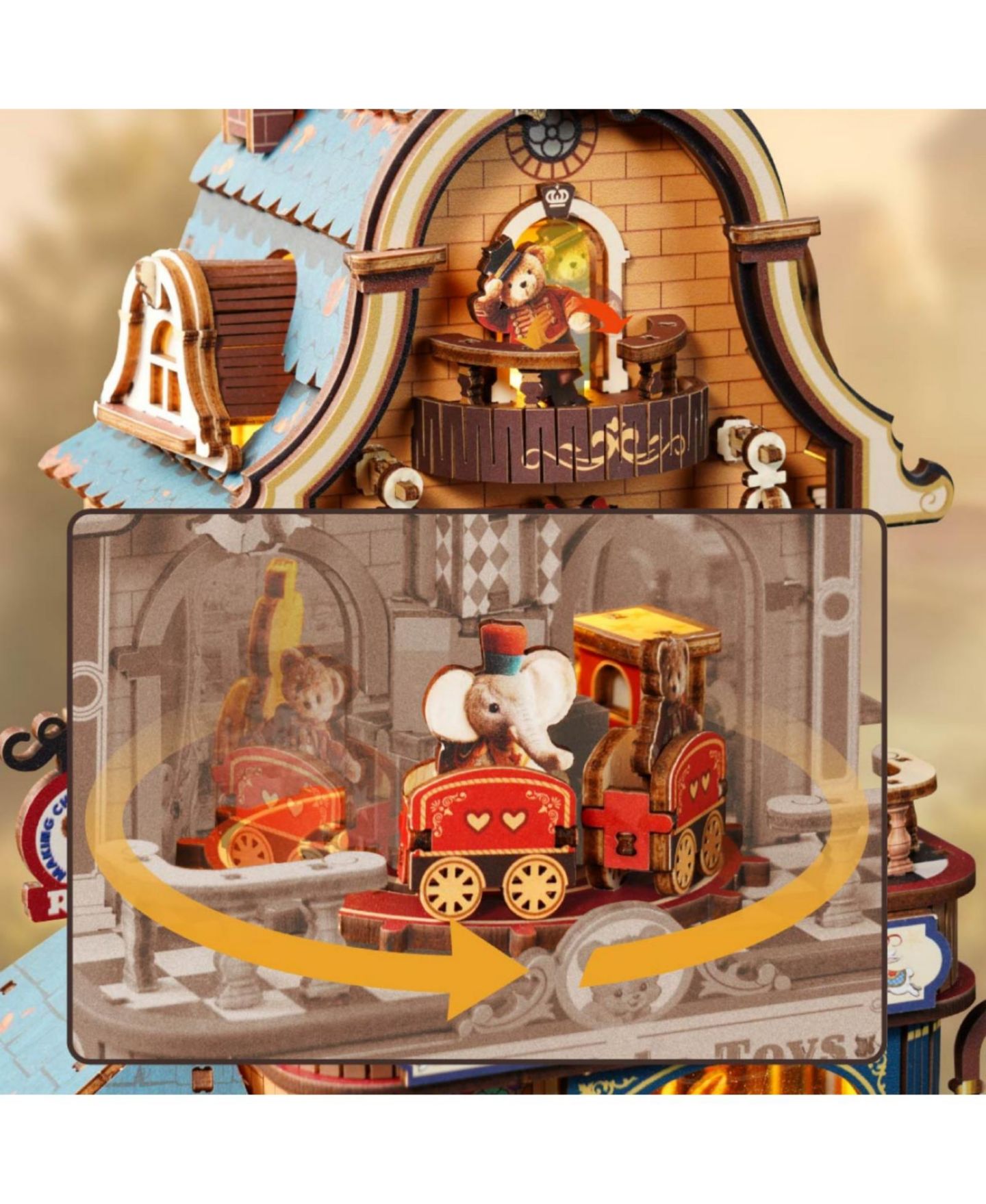 Детский конструктор Robotime Train Music Box Book Nook 305-Piece Building Set, Ages 14+ — фото 5