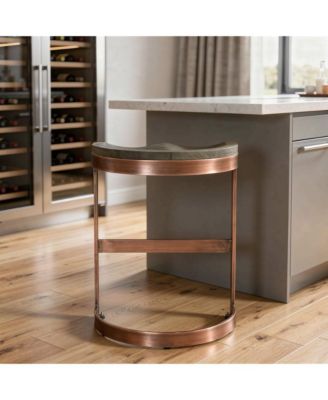 Natural Fabric And Wood Counter Height Bar Chair