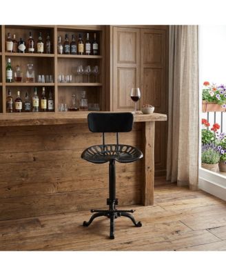 Natural Fabric And Wood Counter Height Bar Chair