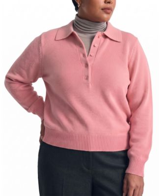 Plus Size US x Abisola Collared Balloon-Sleeve Pullover Sweater