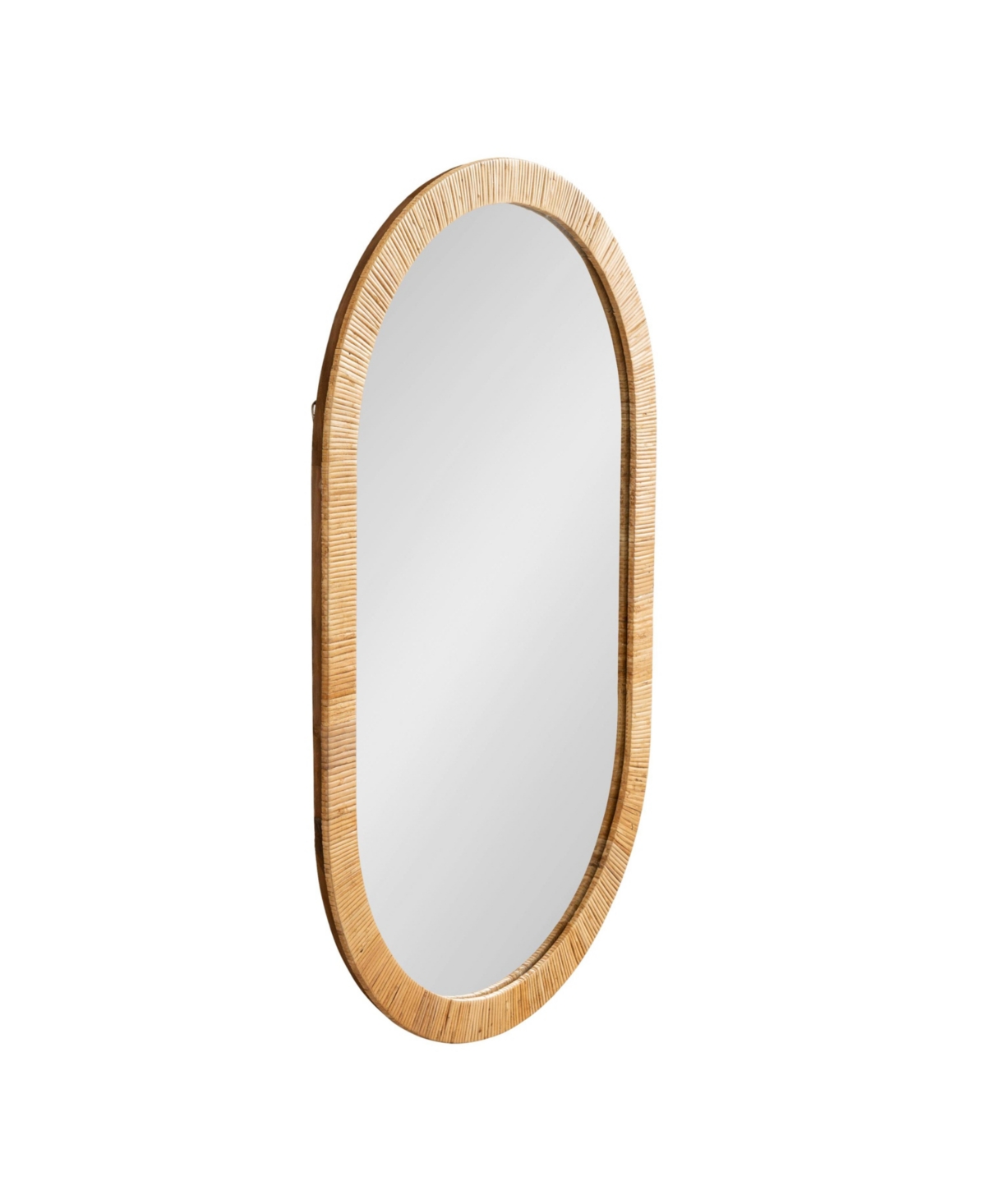 Kate and Laurel Rahfy Rattan Capsule Mirror, Decorative Capsule Mirror with Authentic Rattan Frame, Use as Bathroom Mirror for Over Sink