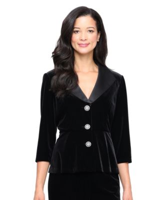Petite Velvet Peplum 3/4-Sleeve Jacket