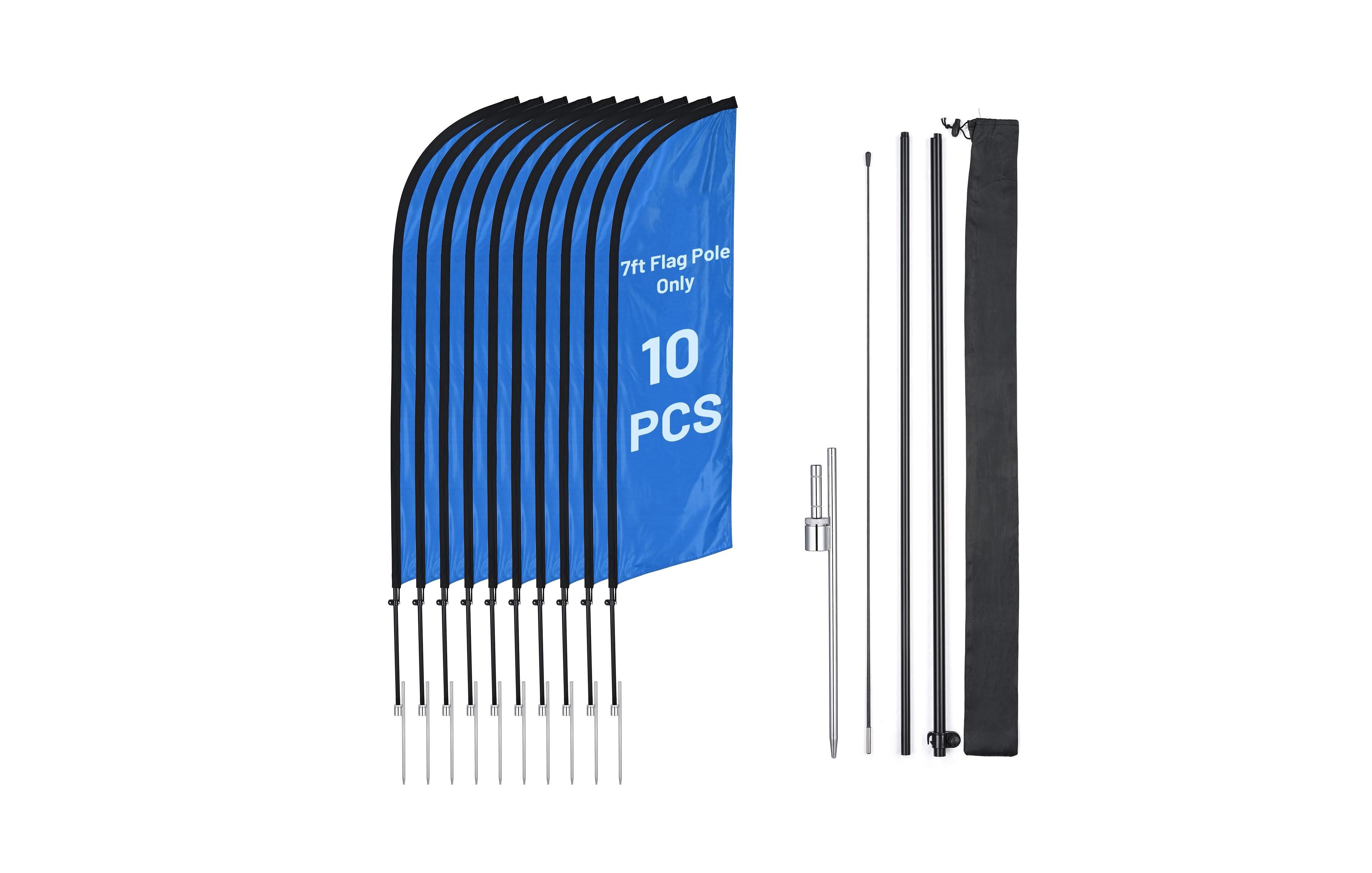 Instahibit 10 Pack 7ft Feather Flag Pole Kit with 20inch Ground Spike Flag Base