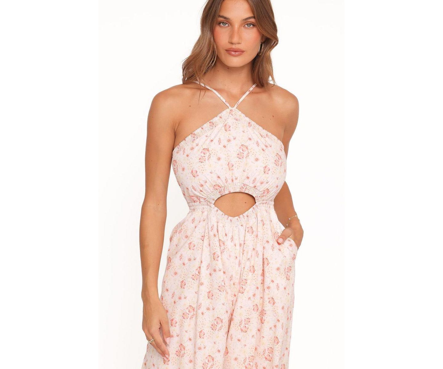 Женский комбинезон Petal and Pup Madeira Jumpsuit, цвет: Персиковый с принтом — фото 4
