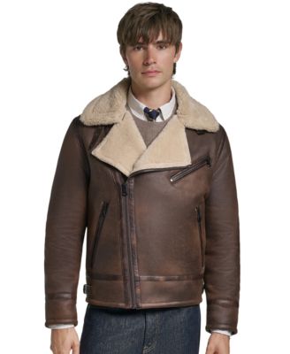 Men's Asymmetrical Faux Shearling Jacket