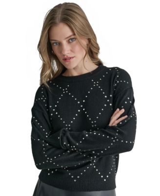 Women's Oversized Studded Crewneck Sweater