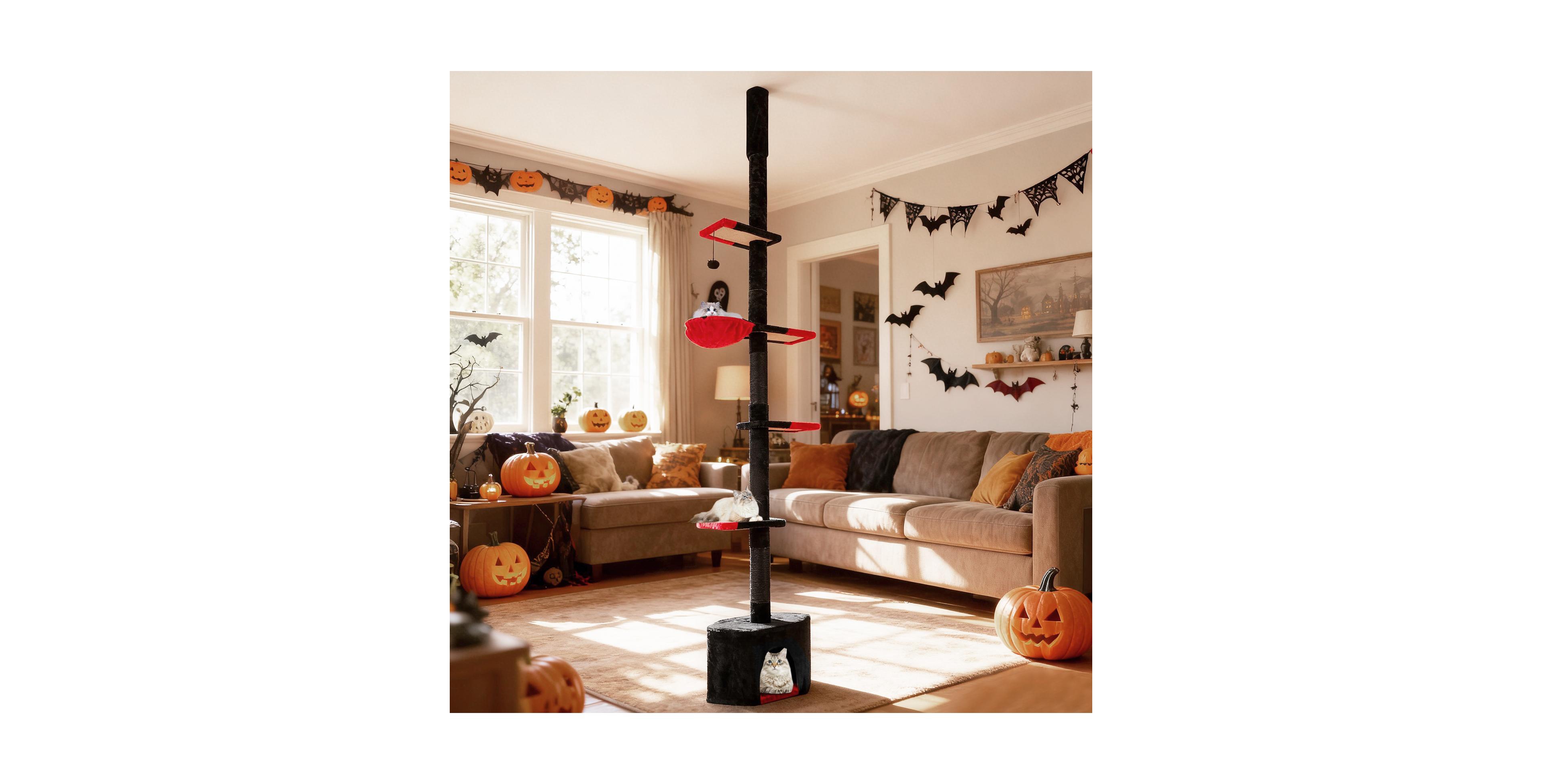 Zeny Floor to Ceiling Gothic Cat Tree 97-118in Adjustable