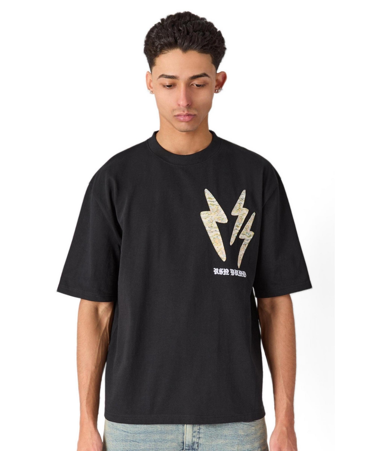 Reason Men's Lightning Bolt Applique Short Sleeve T-Shirt