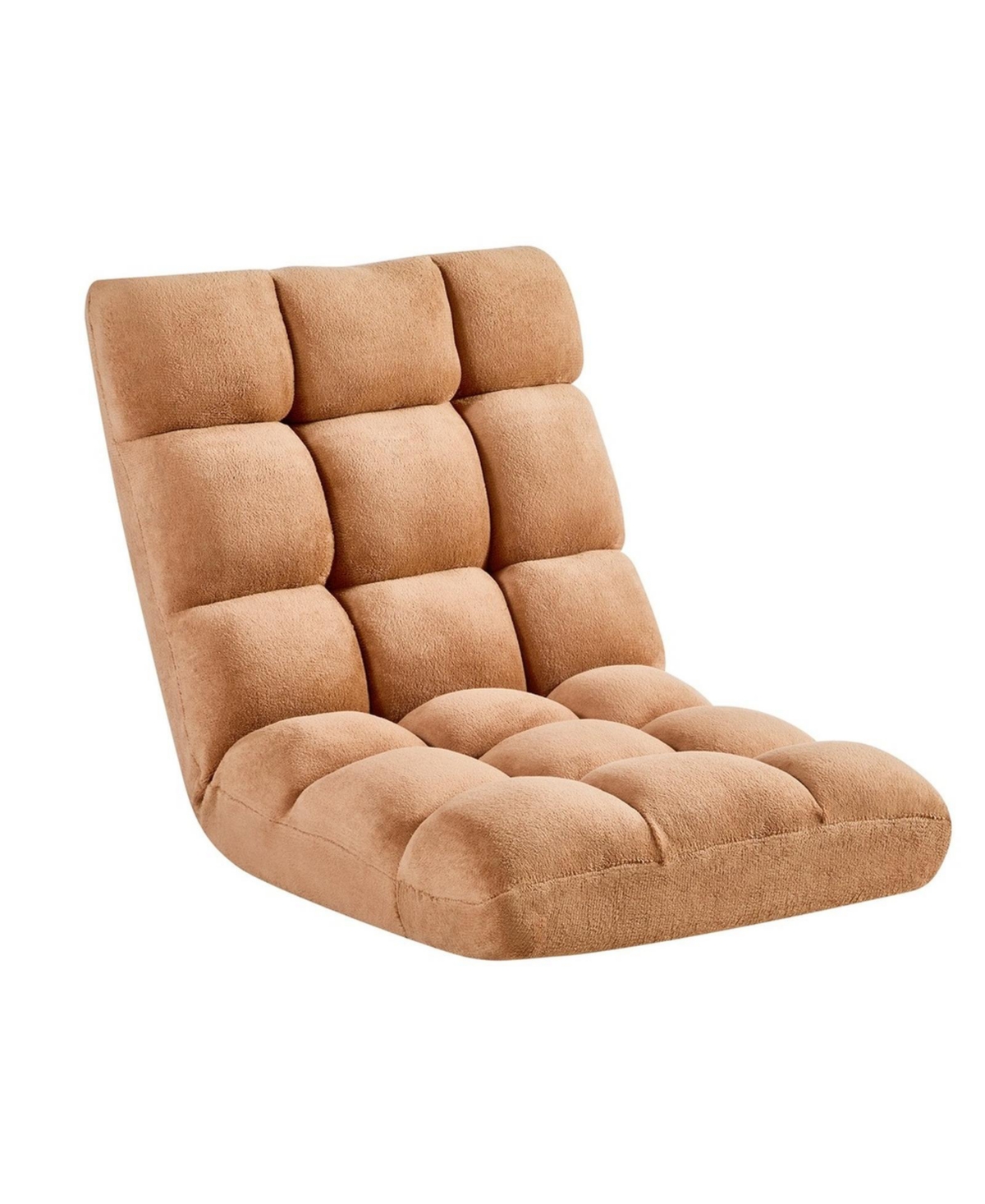Sugift 14-Position Folding Floor Gaming Chair With Metal Frame - Brown
