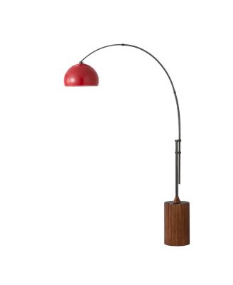 Tambo Half Dome Adjustable Arc Lamp - Nickel, Crimson Shade