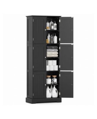 63-in Tall Bathroom Storage Cabinet with 6 Doors and 3 Shelves