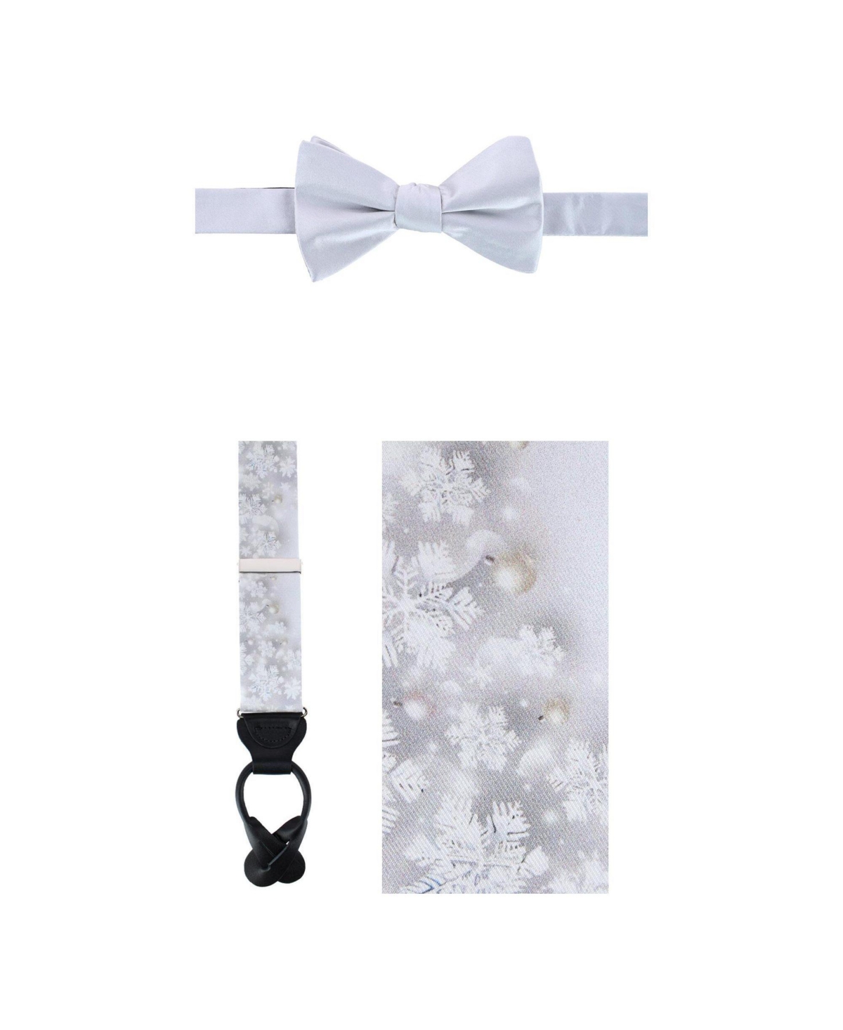 Trafalgar Men's Jack's Frosty Winter Wonderland Silk Pre-tied Adjustable Suspenders and Bow Tie, 2-Piece Set