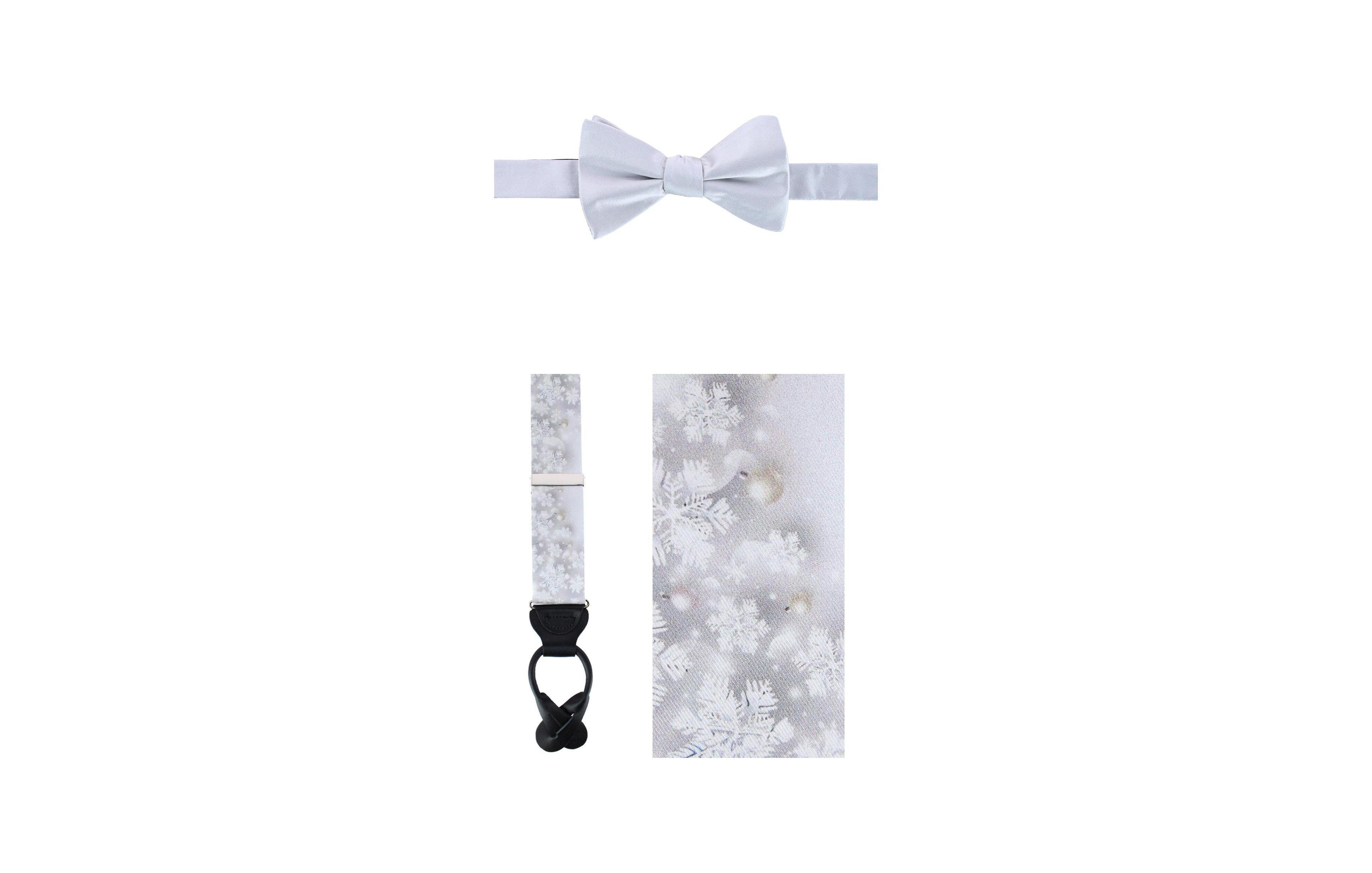 Trafalgar Men's Jack's Frosty Winter Wonderland Silk Pre-tied Adjustable Suspenders and Bow Tie, 2-Piece Set