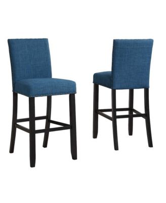 Biony Fabric Bar Stools with Nailhead Trim, Set of 2