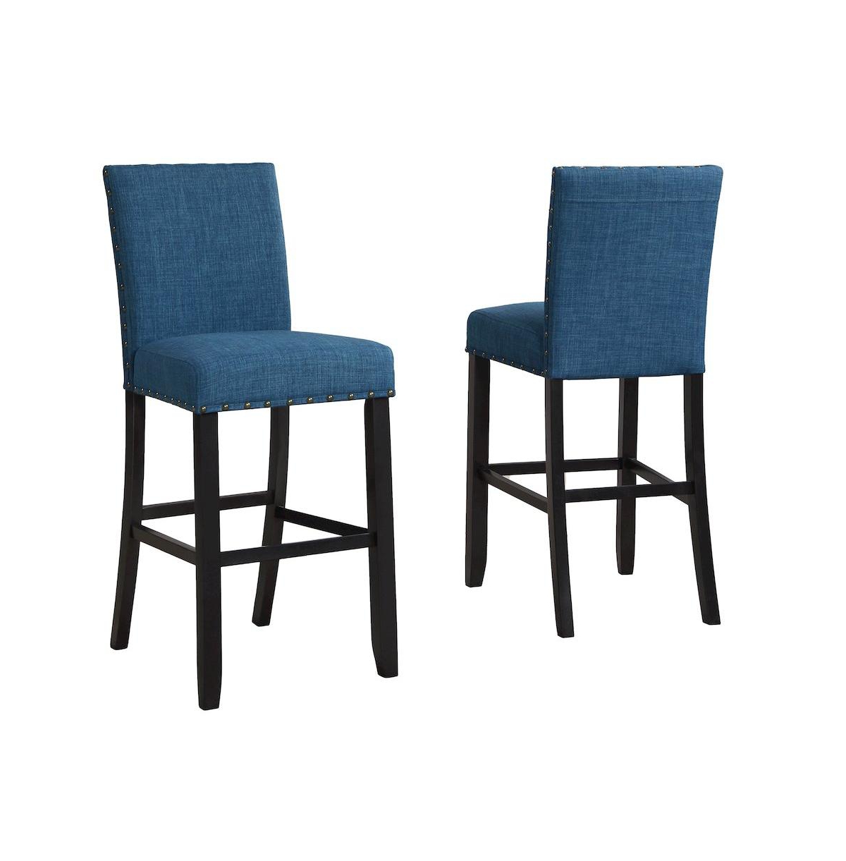 Roundhill Furniture Biony Fabric Bar Stools with Nailhead Trim