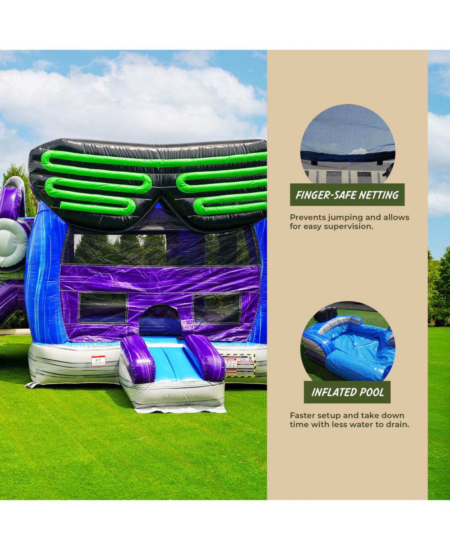 Детская игрушка Xjump Glitch Gamer 12 Feet Tall Vinyl Dual Lane Water Slide Bounce House Combo, Ages 3+, цвет: Разноцветный — фото 7