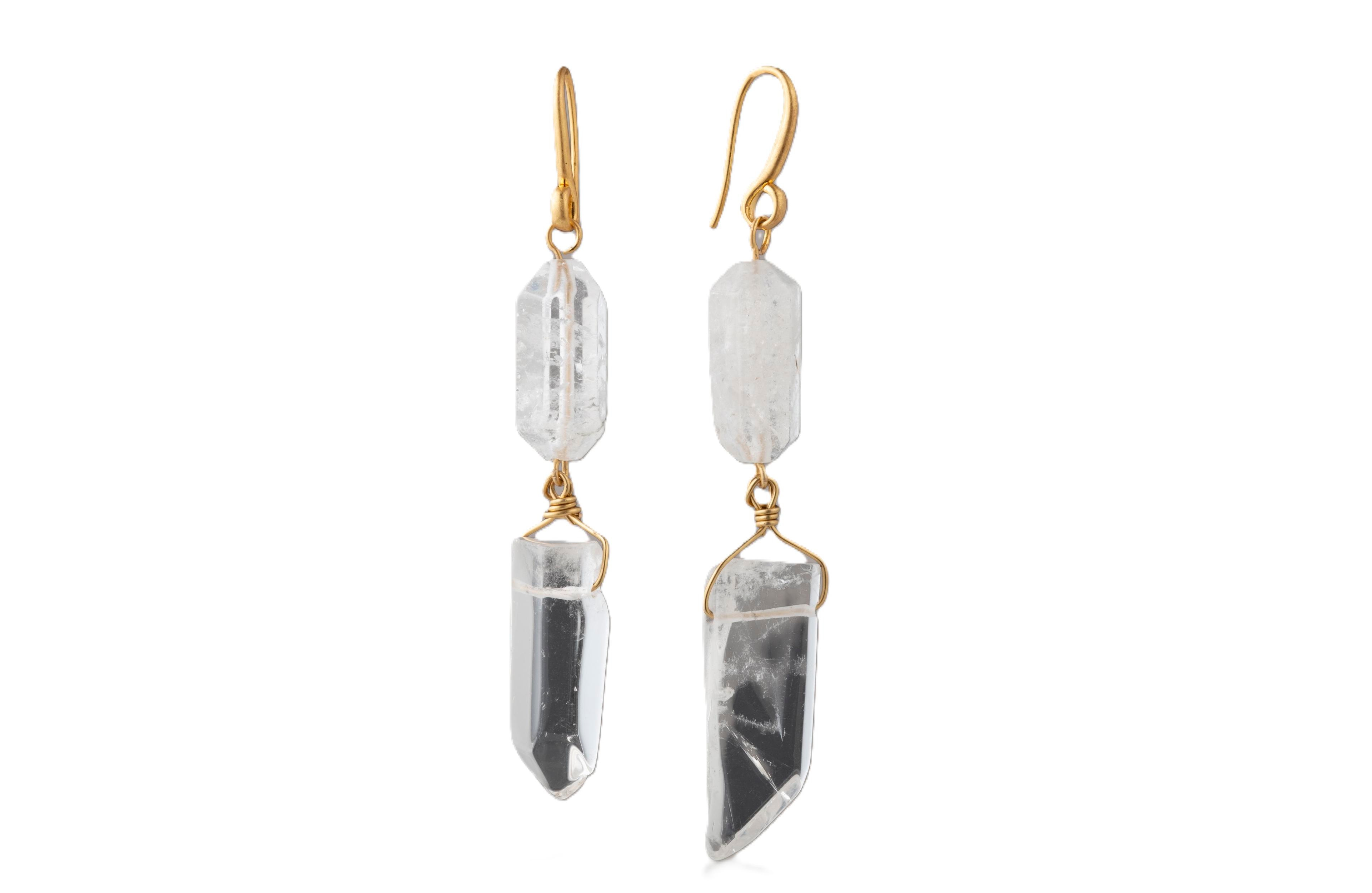 Donna Karan New York Gold-Plated Quartz Crystal Double Drop Earrings