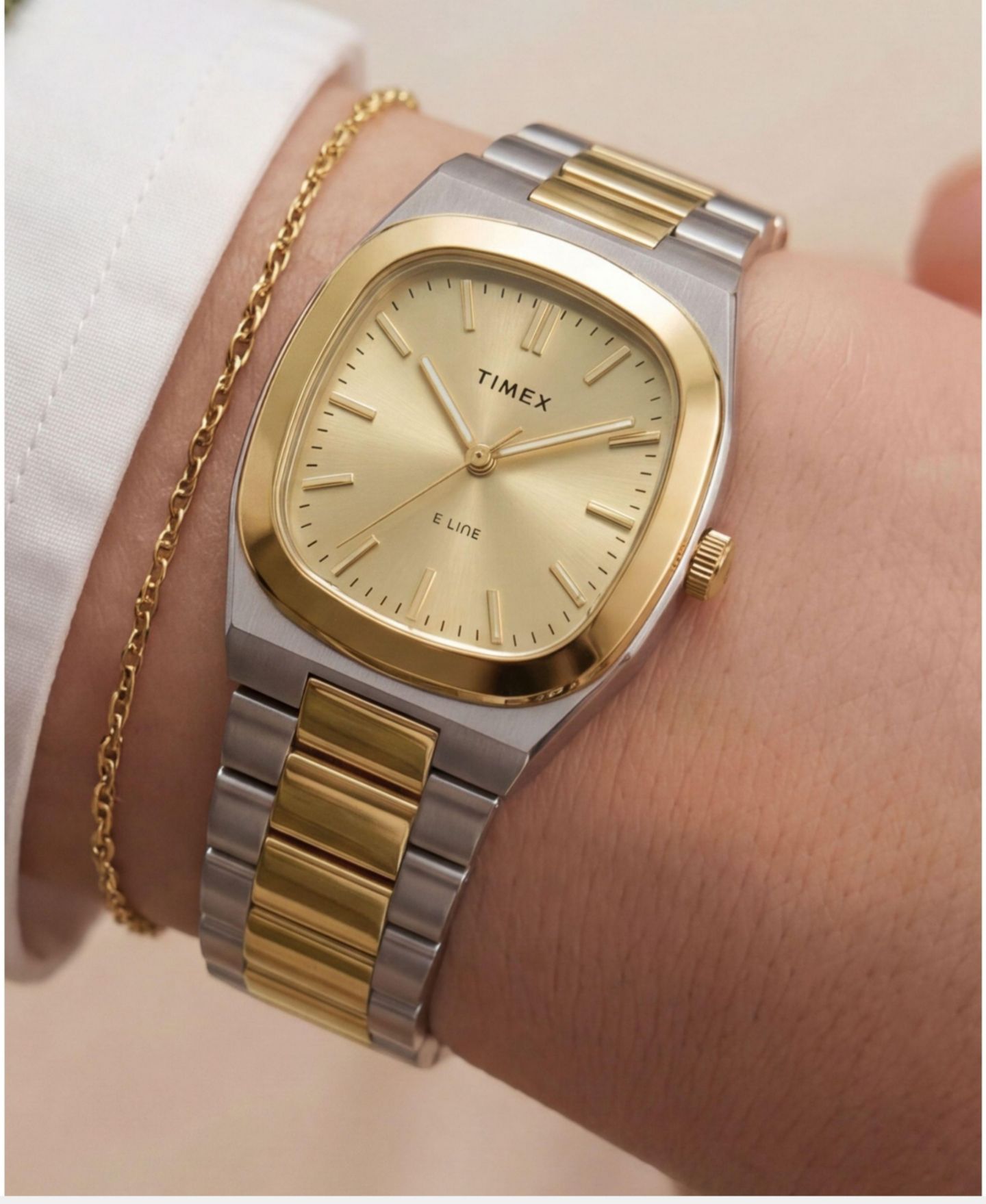 Женские часы Timex Quartz E-Line Two-Tone Stainless Steel Watch 30 mm — фото 7
