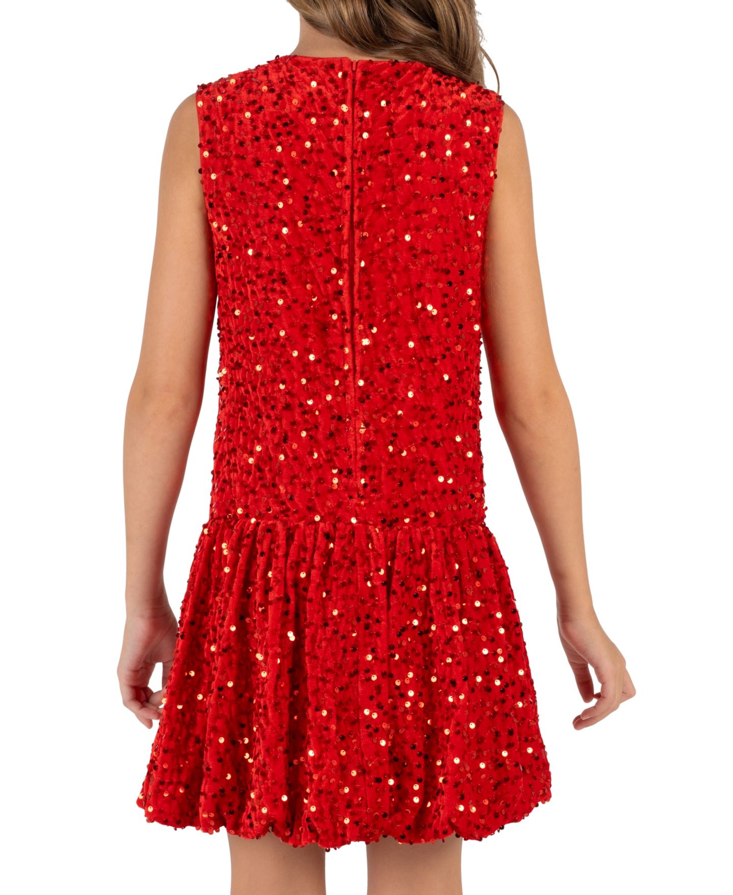 Платье Rare Editions Sequin Velvet Fit & Flare Bubble для девочек, цвет: Красный — фото 2