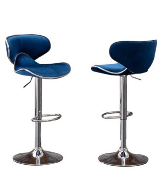 Masaccio Velvet Upholstered Adjustable Swivel Barstool, Set of 2