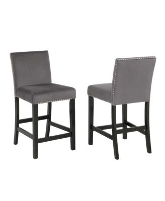 Cobre Contemporary Velvet Counter Stool with Nailhead Trim