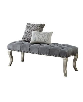 Decor Maxem Tufted Faux Leather Upholstered Seat with Nailhead Trim Bench