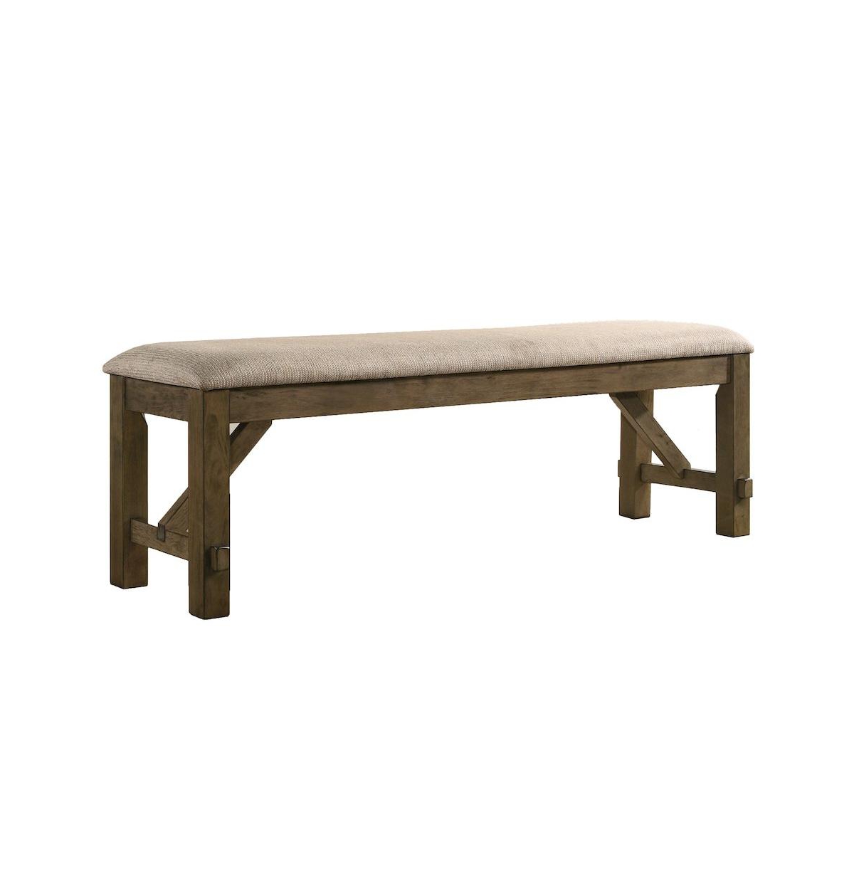 Roundhill Furniture Raven Wood Fabric Upholstered Dining Bench - Taupe