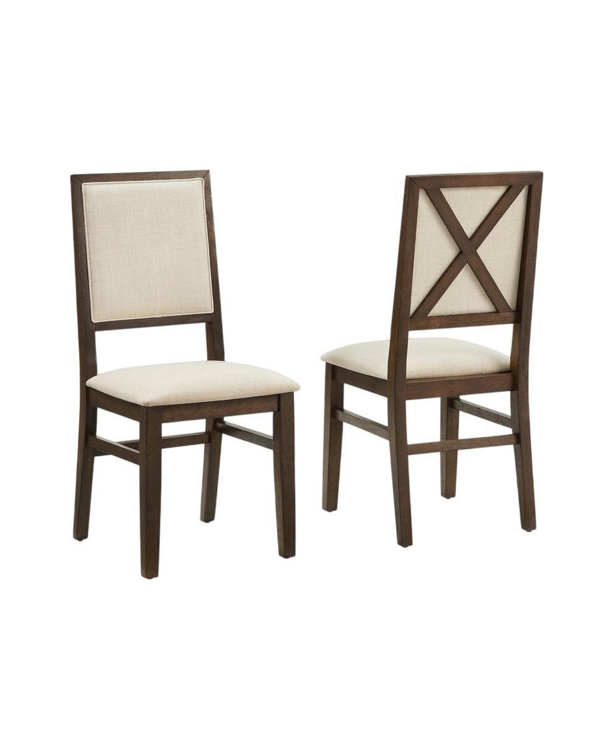 FurniFact Upholstered Dining Chair Set with Creme Accent - 2 Piece Styling - Black