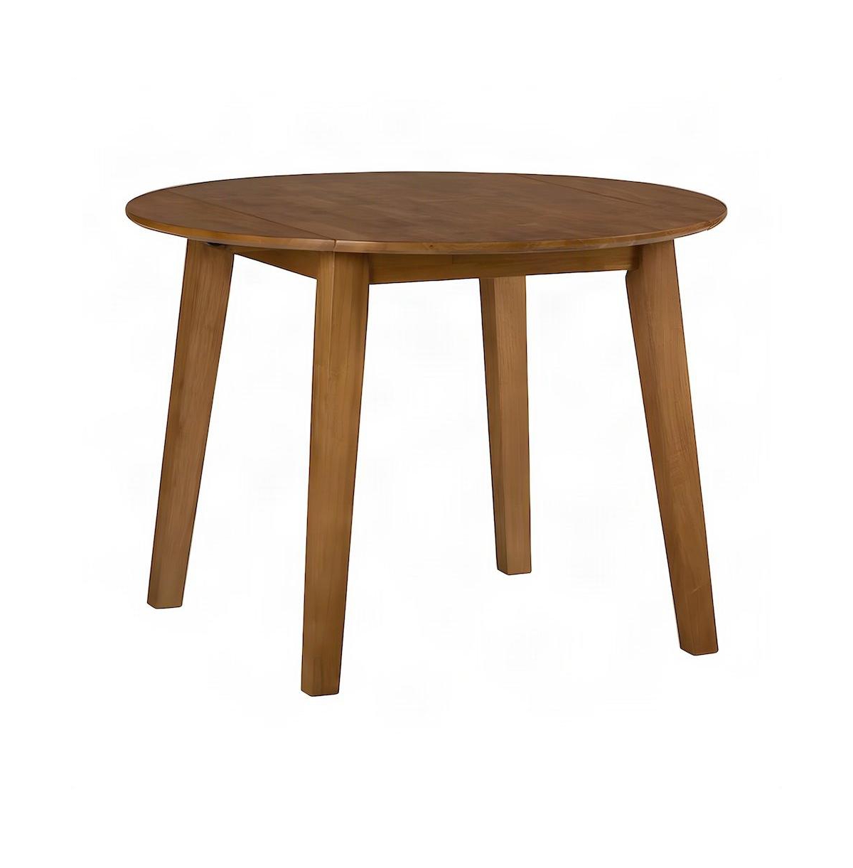 Starlight Canyon Home Solid Rubberwood Round Drop-Leaf Dining Table for Small Spaces, Honey