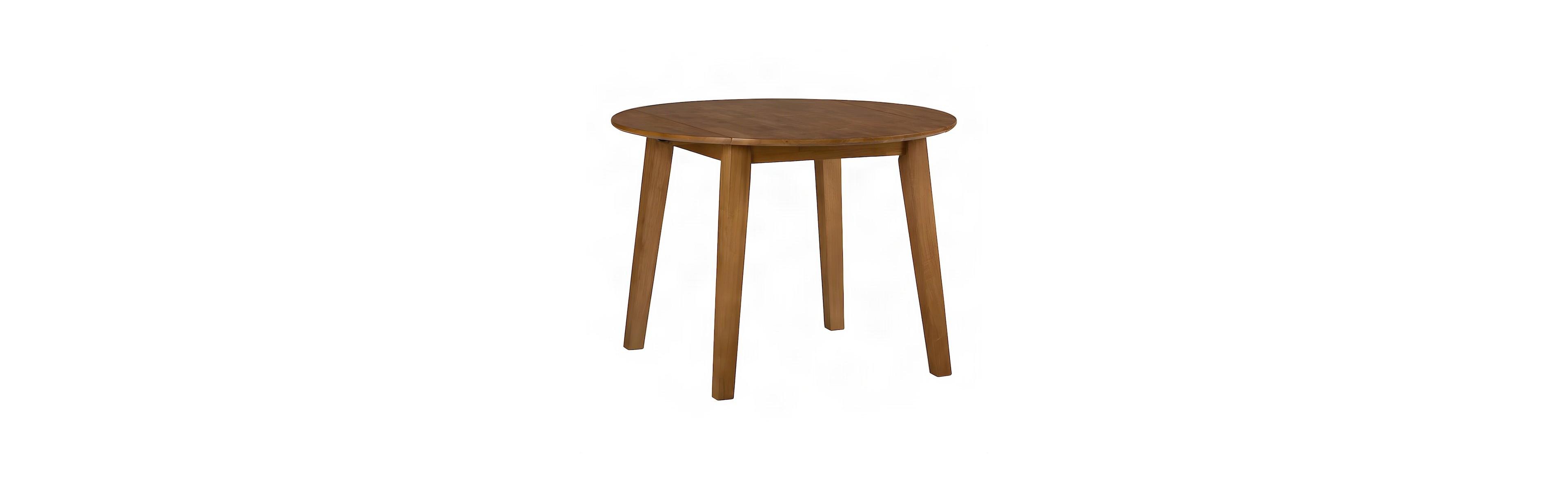 Starlight Canyon Home Solid Rubberwood Round Drop-Leaf Dining Table for Small Spaces, Honey