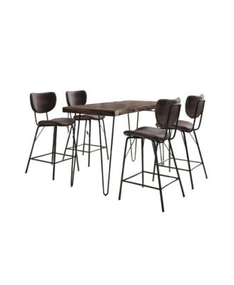 Solid Acacia Five Piece Counter Height Dining Set, Slate