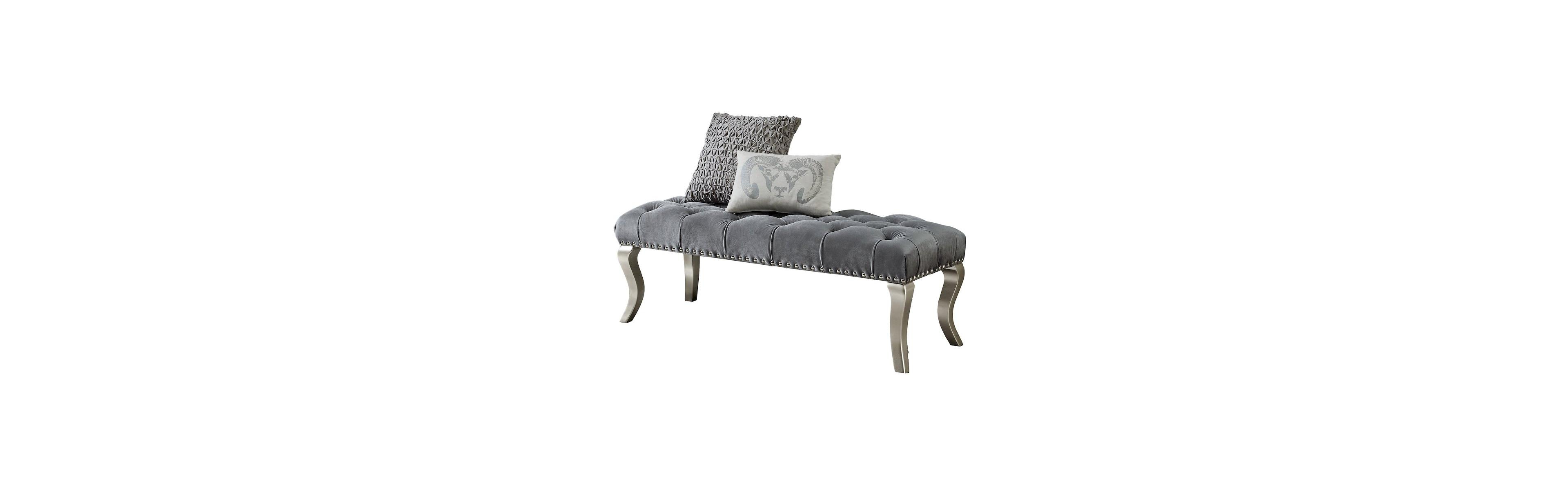 Roundhill Furniture Decor Maxem Tufted Fabric Upholstered Seat with Nailhead Trim Bench
