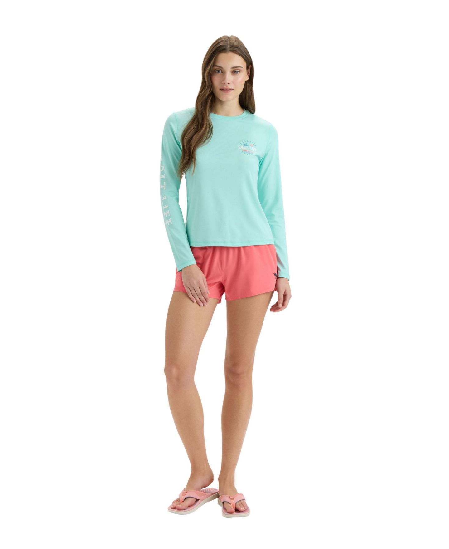 Женская футболка Salt Life Paradise Awaits Performance Long Sleeve, цвет: Меланжевый — фото 3