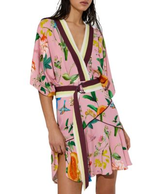 Women's Tessa Floral-Print Short-Sleeve V-Neck Mini Wrap Dress