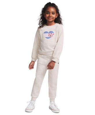 Girls' 2T-16 Crewneck Long-Sleeve Sweatshirt and Jogger Pants, 2-Piece Set