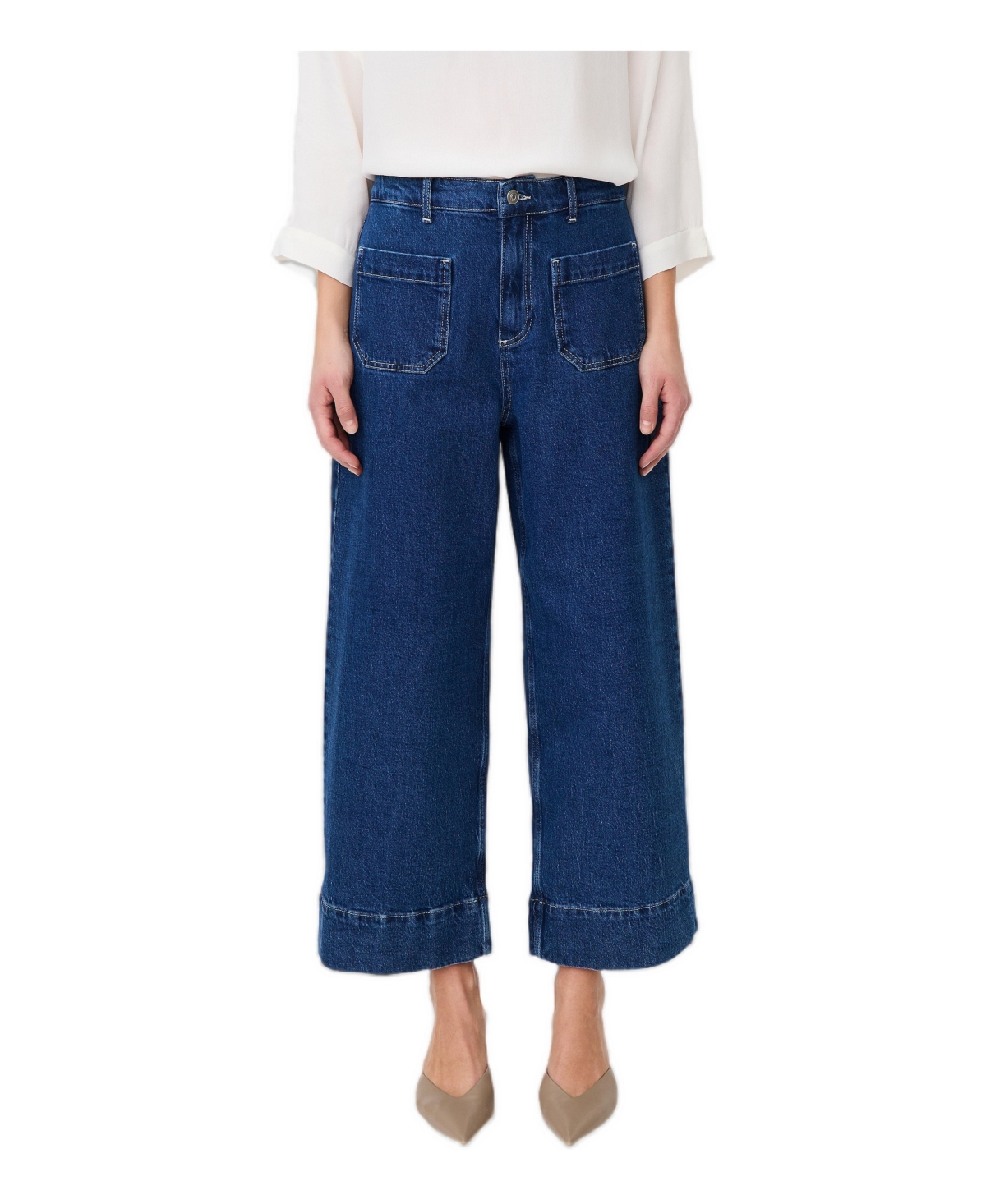Masai Copenhagen Women's Mid-Rise Wide-Leg Cropped Jeans - Blue denim
