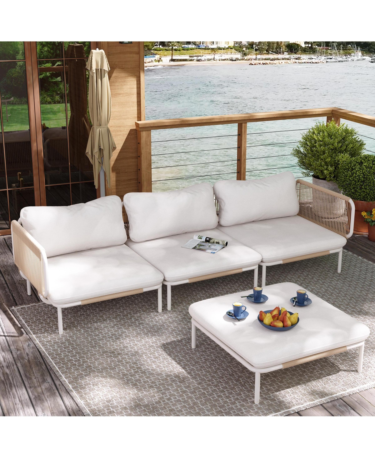 Pellebant Outdoor Patio Cushion Sectional Sofa Set Furniture Diy Free Combination Set - 4 seater with 8 armrests