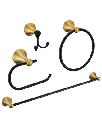 4 Piece 23.6" Bathroom Hardware Set Stainless Steel Towel Bar Hook Toilet Paper Holder