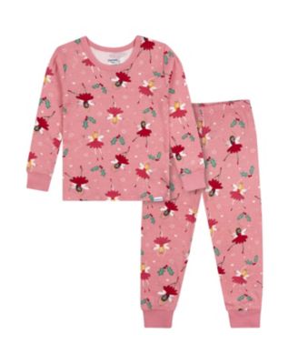 Toddler Girls 12M-5T Long-Sleeve Holiday-Print Cotton-Blend Pajama Top and Pants, 2-Piece Set