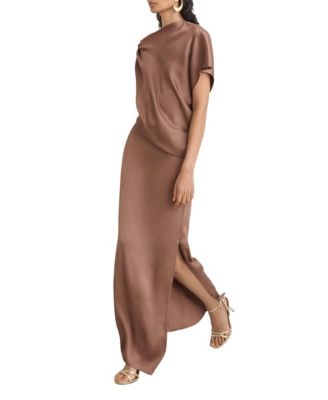 Women's Paige One-Shoulder Asymmetric Satin Maxi Dress