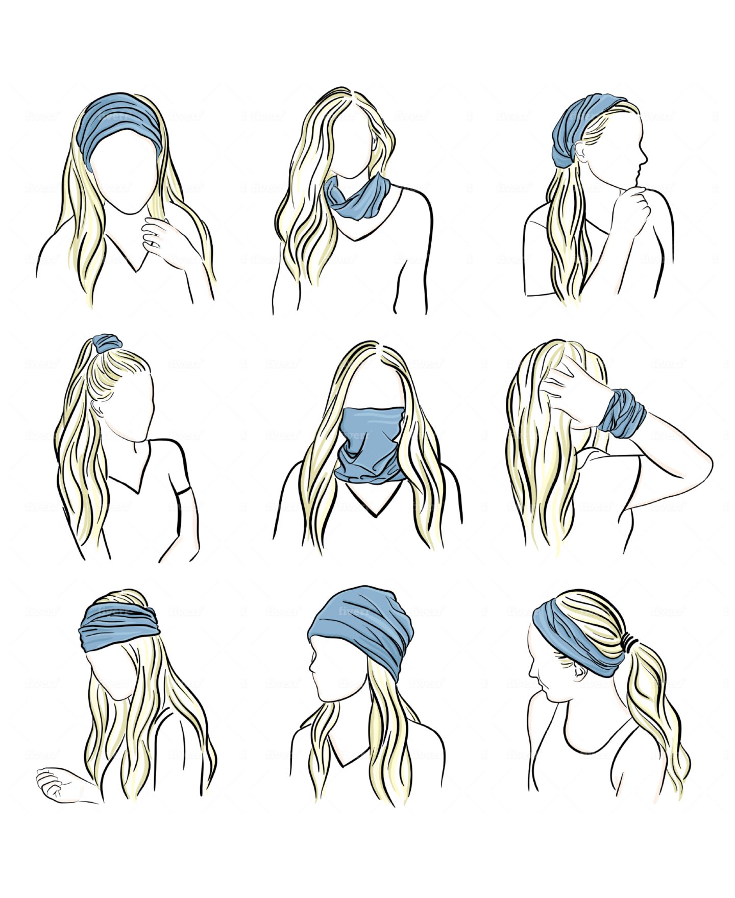 Детские аксессуары для волос Headbands of Hope Luxe Reversible Tube Turban Spider-Web Print Nine-Way Wear Headband, цвет: Чёрный / Белый — фото 10
