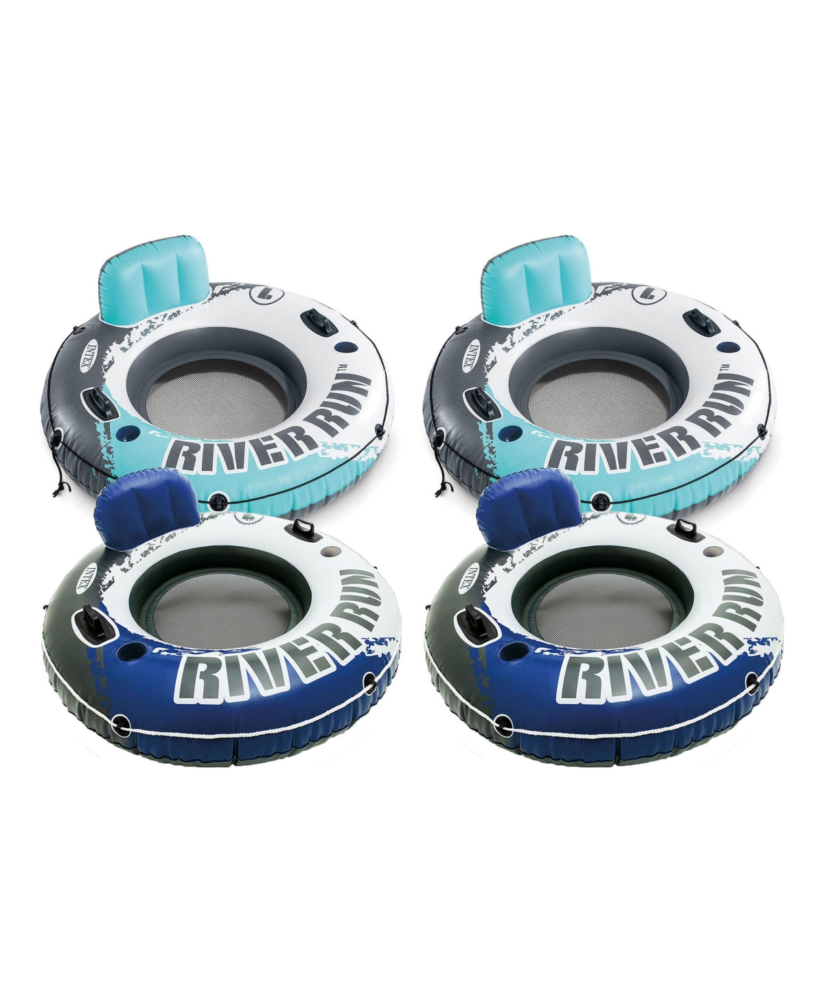 Intex River Run 1 Inflatable Floating Lounge Pool Floats, 4 Pack, Color May Vary