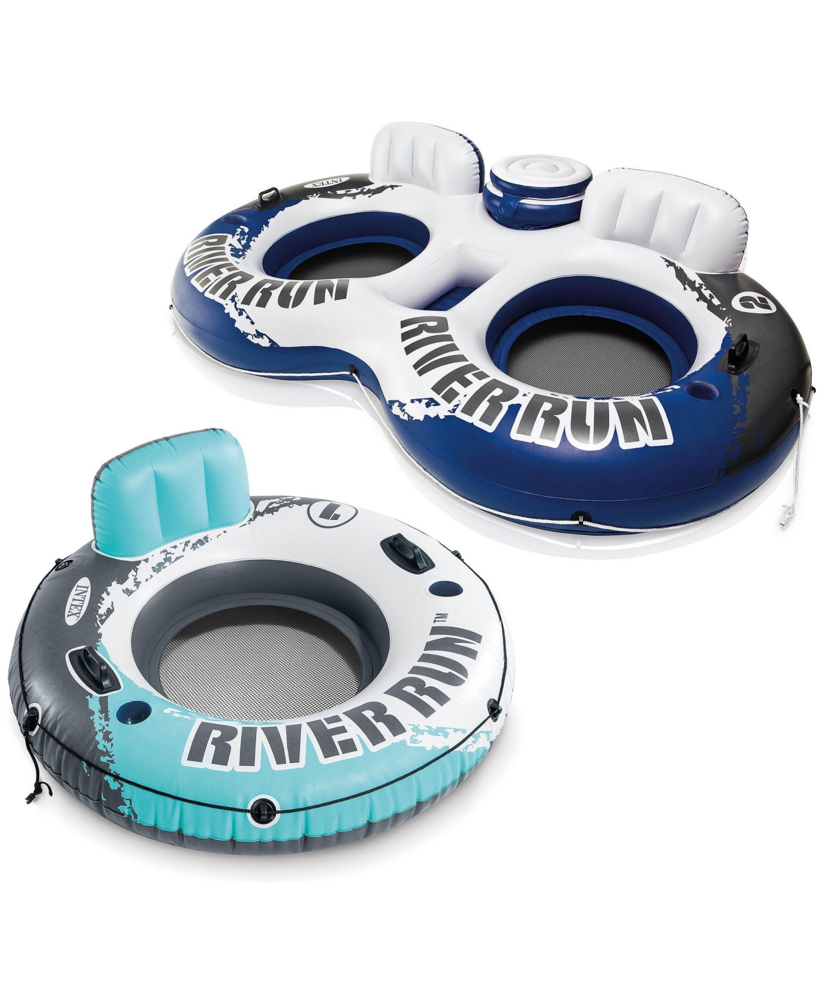 Intex River Run Inflatable Floating Tube and River Run Ii 2 Person Float w/ Cooler