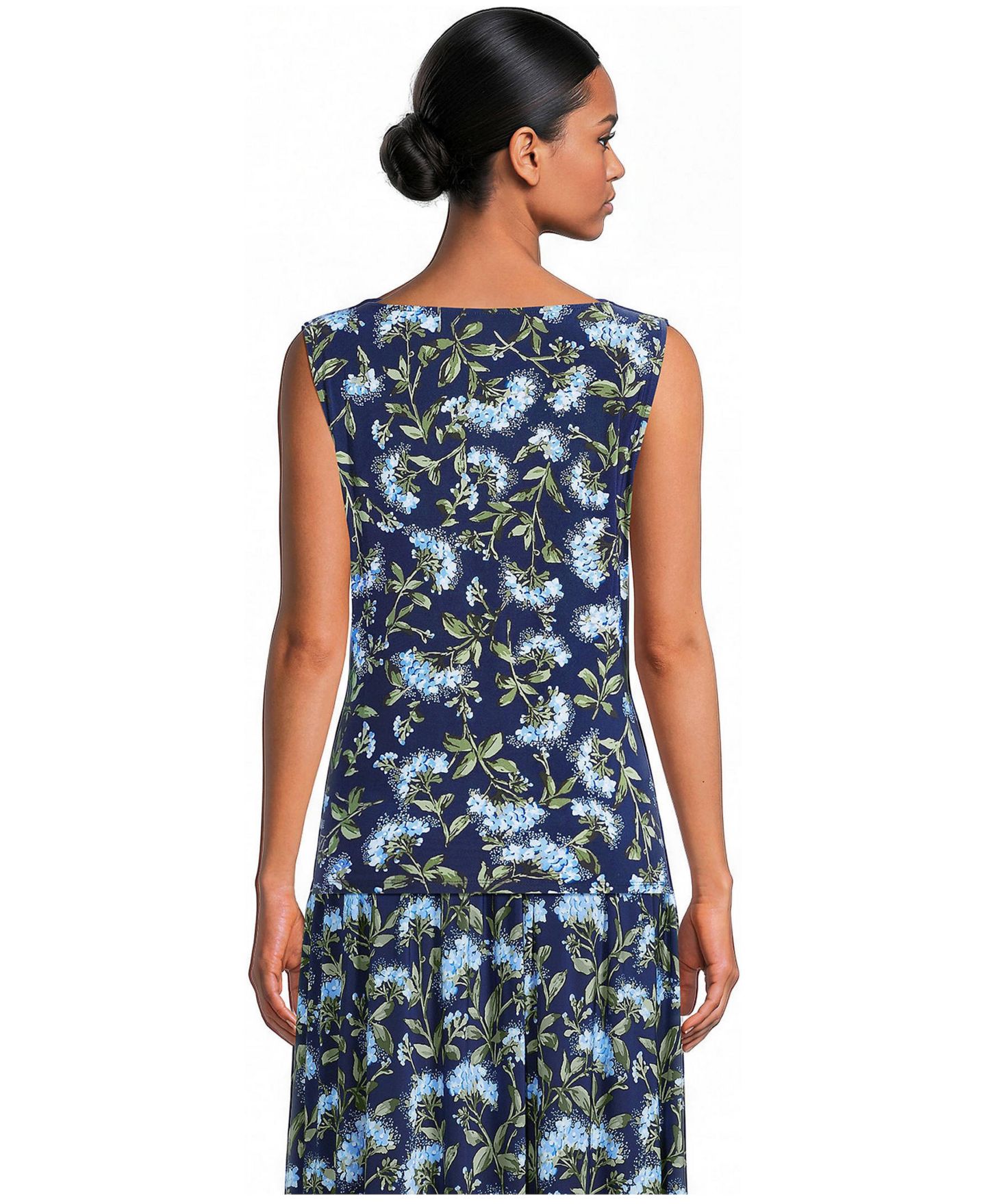 Женский топ Lands' End Sleeveless Silky Knit Drape Front, цвет: Глубокий морской / Синий — фото 3