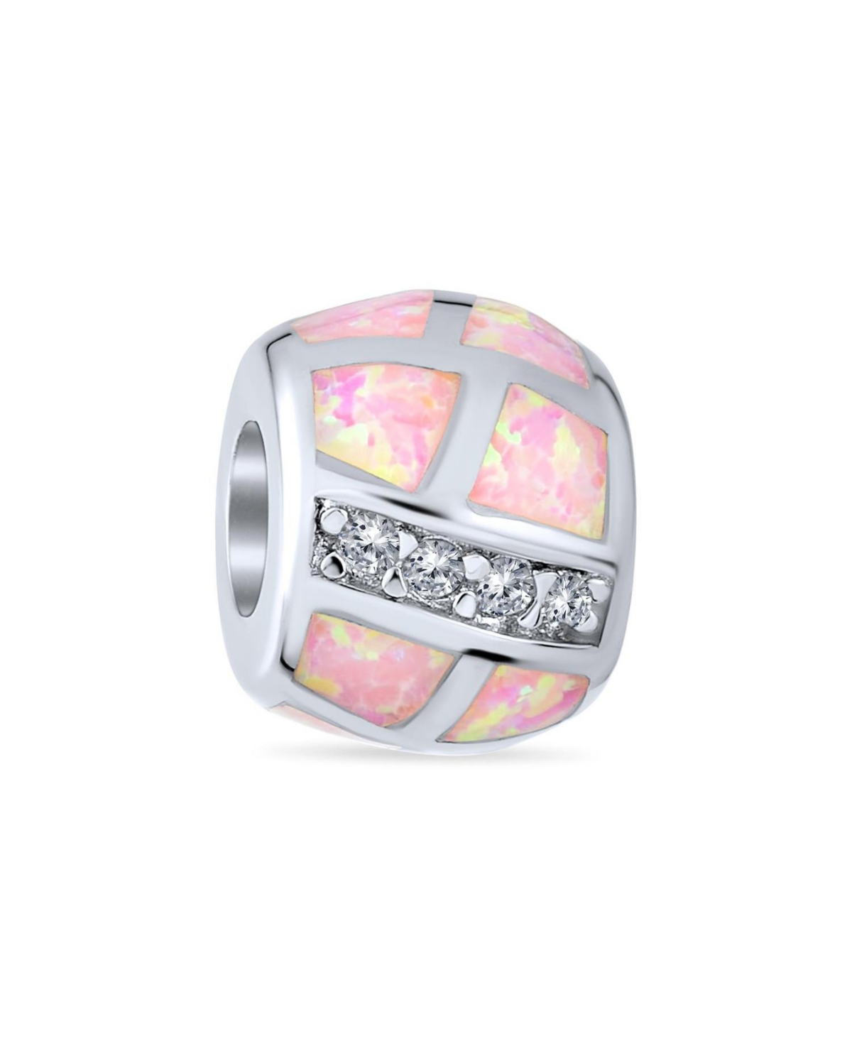 Bling Jewelry Sterling Silver Created Opal and Cubic Zirconia Charm - Pink