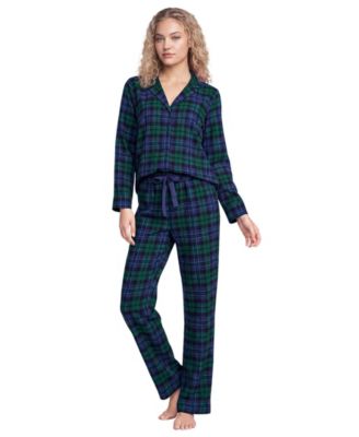Women's Flannel 2 Piece Pajama Set - Long Sleeve Shirt and Pants