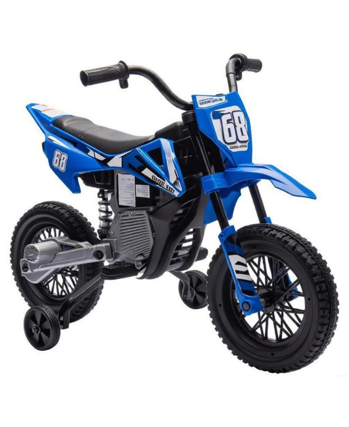 Sevorley 12V Kids Electric Motorcycle, Polypropylene, Steel, Twist Handle Throttle with Training Wheels, Ride-On Motorcycle, 66 lbs, 37-72 Months - Bl